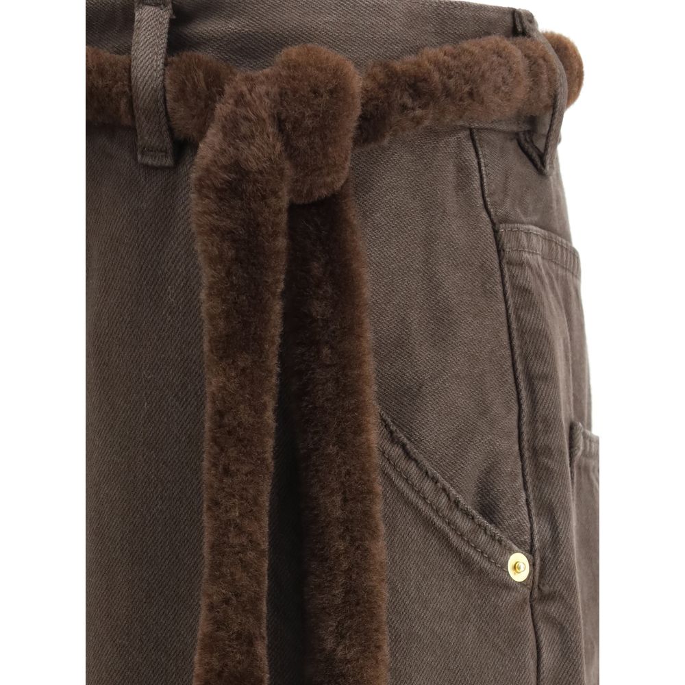 Brown Cotton Casual Pants