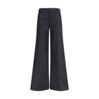 Black Polyester Flared Pants