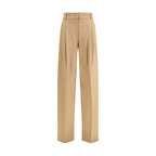 Beige Fleece Wool Casual Pants