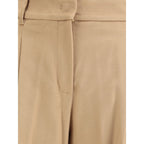 Beige Fleece Wool Casual Pants