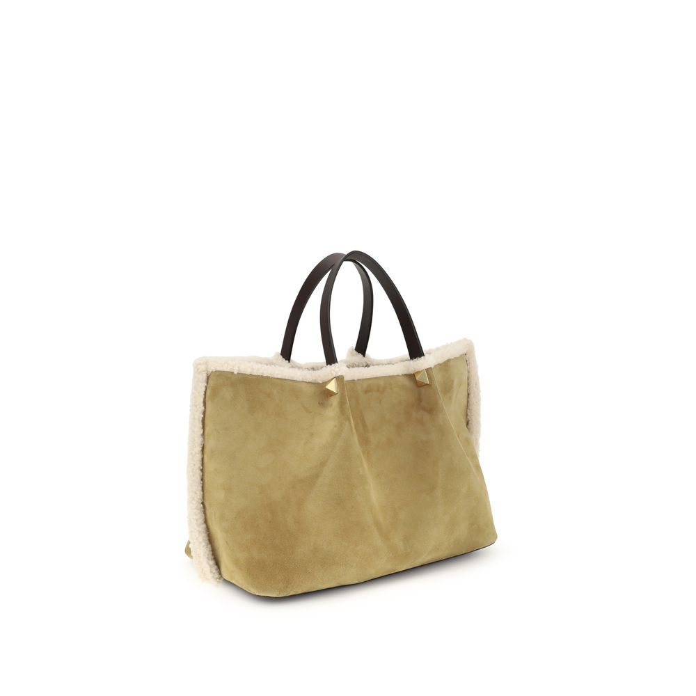 Beige Calf Leather Bos Taurus Shoulder Bag