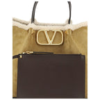 Beige Calf Leather Bos Taurus Shoulder Bag