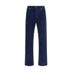 Blue Cotton Straight-Leg Jeans