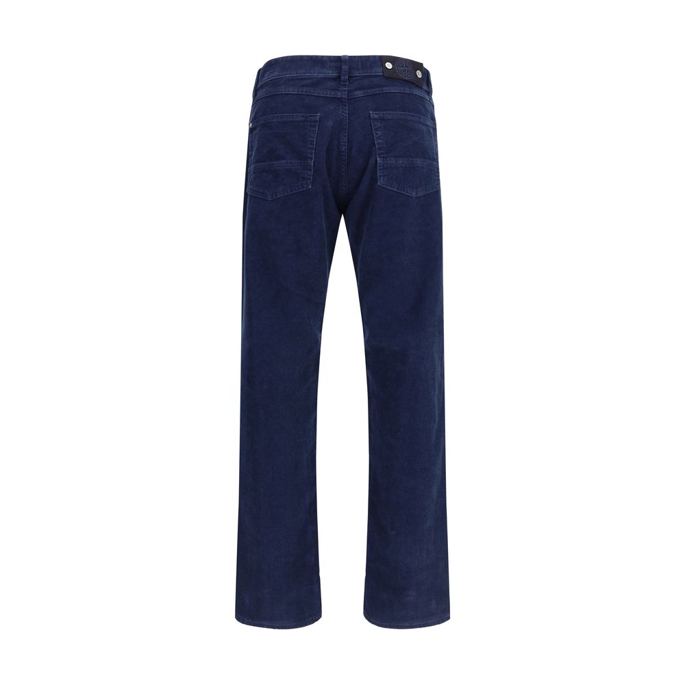 Blue Cotton Straight-Leg Jeans