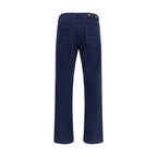 Blue Cotton Straight-Leg Jeans