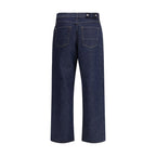Blue Cotton Straight-Leg Jeans