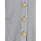 Gray Fleece Wool Cardigan
