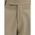 Green Fleece Wool Dress Pants