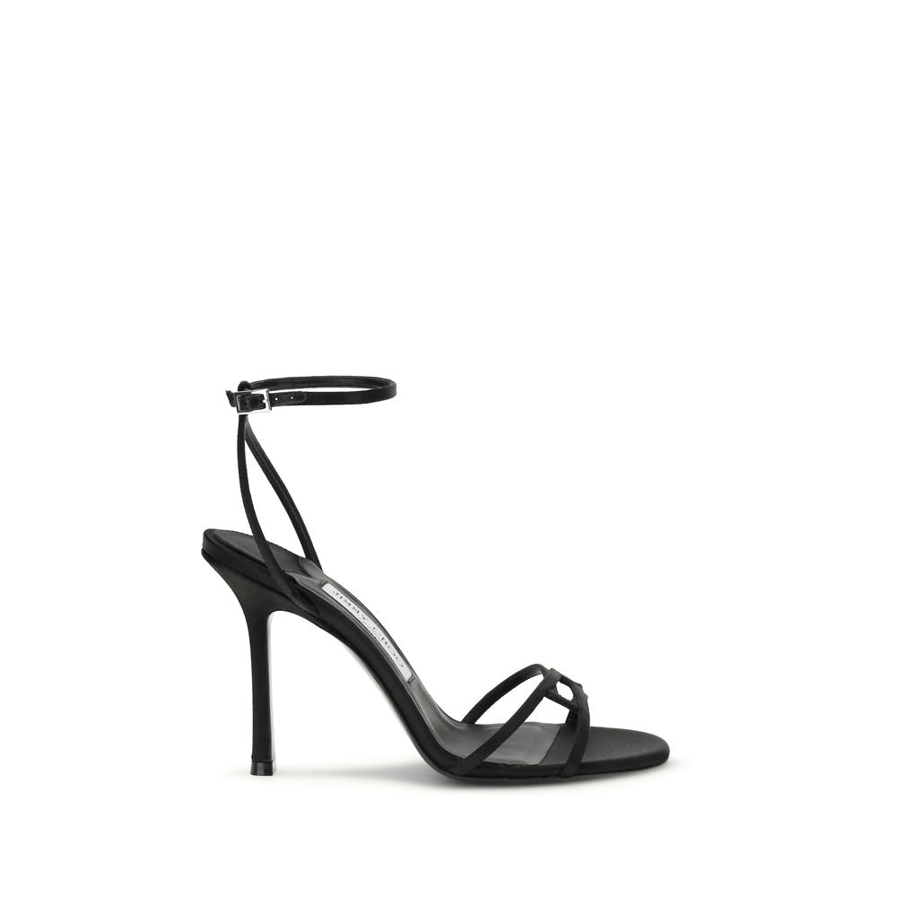 Black Calf Leather Bos Taurus Stiletto Heel Sandals