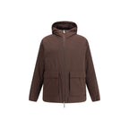 Brown Nylon Full-Length Jacket