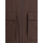 Brown Nylon Full-Length Jacket