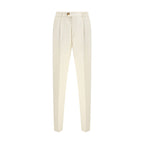 Cream Cotton Casual Pants