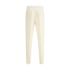 Cream Cotton Casual Pants