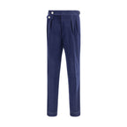 Blue Wool Casual Pants