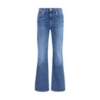 Blue Cotton Flared Jeans