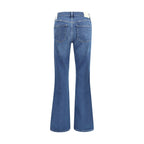 Blue Cotton Flared Jeans