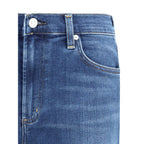 Blue Cotton Flared Jeans