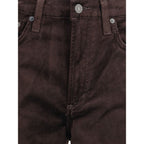 Brown Cotton Straight-Leg Jeans