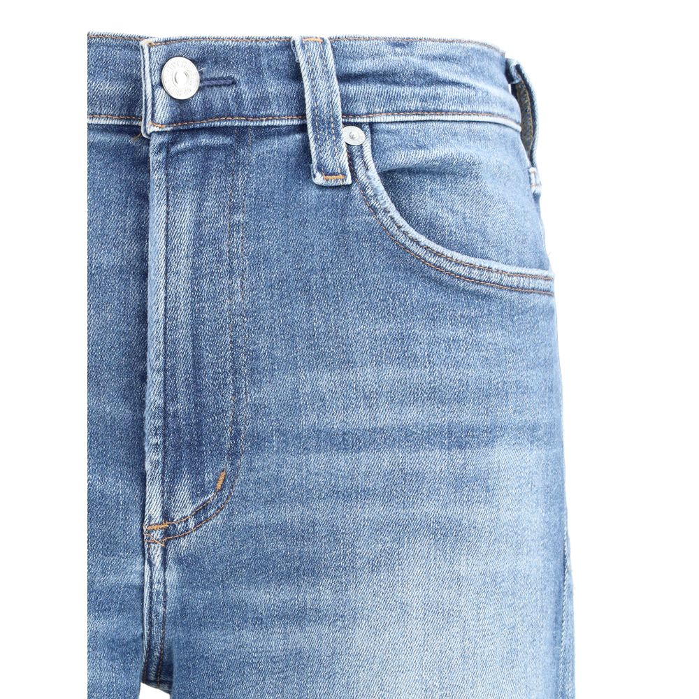 Blue Cotton Straight-Leg Jeans
