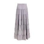 Gray Silk Long Skirt