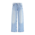 Blue Cotton Straight-Leg Jeans