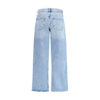 Blue Cotton Straight-Leg Jeans