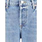 Blue Cotton Straight-Leg Jeans