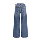 Blue Cotton Straight-Leg Jeans