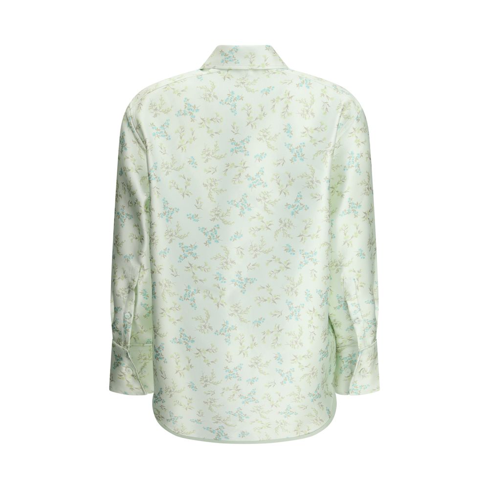 Green Silk Pattern Shirt