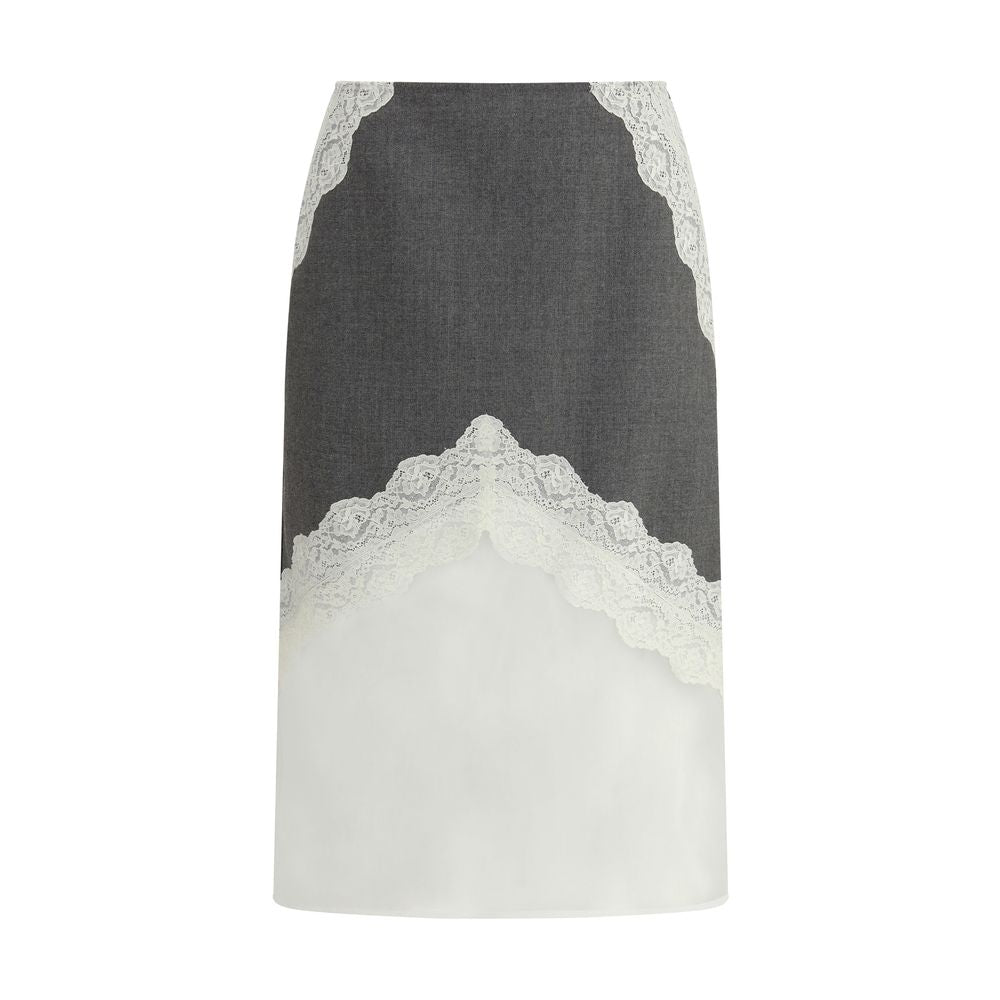 Gray Polyester Midi Skirt