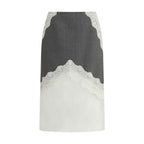 Gray Polyester Midi Skirt