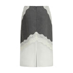 Gray Polyester Midi Skirt