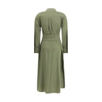 Green Silk Casual Dress
