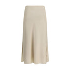 Cream Acetate Midi Skirt