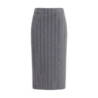 Gray Polyester Midi Skirt
