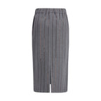 Gray Polyester Midi Skirt