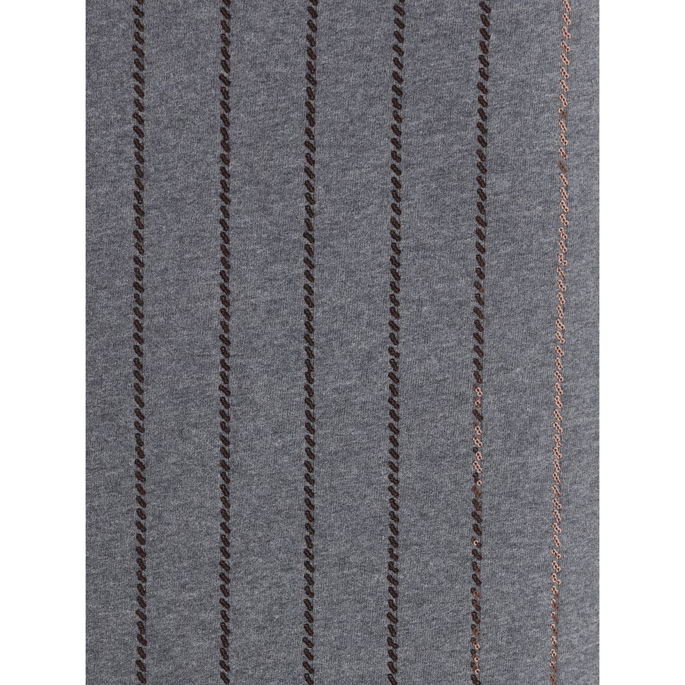 Gray Polyester Midi Skirt