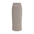 Brown Fleece Wool Long Skirt