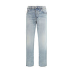 Blue Cotton Tapered Jeans