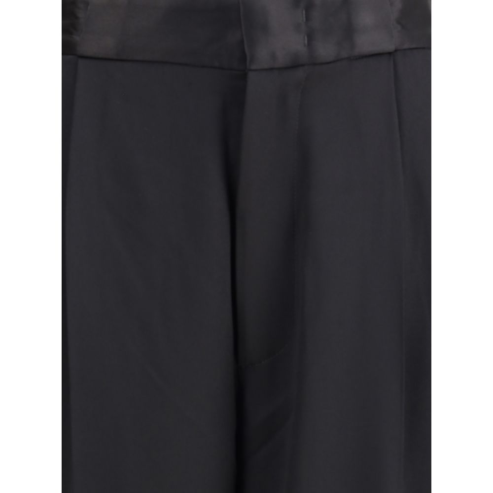 Black Silk Casual Pants