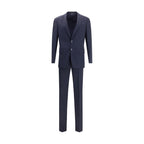 Blue Fleece Wool Two-Piece Suit