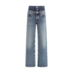 Blue Recycled Cotton Straight-Leg Jeans