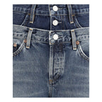 Blue Recycled Cotton Straight-Leg Jeans