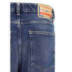 Blue Cotton Straight-Leg Jeans