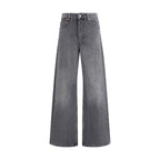 Gray Cotton Flared Jeans
