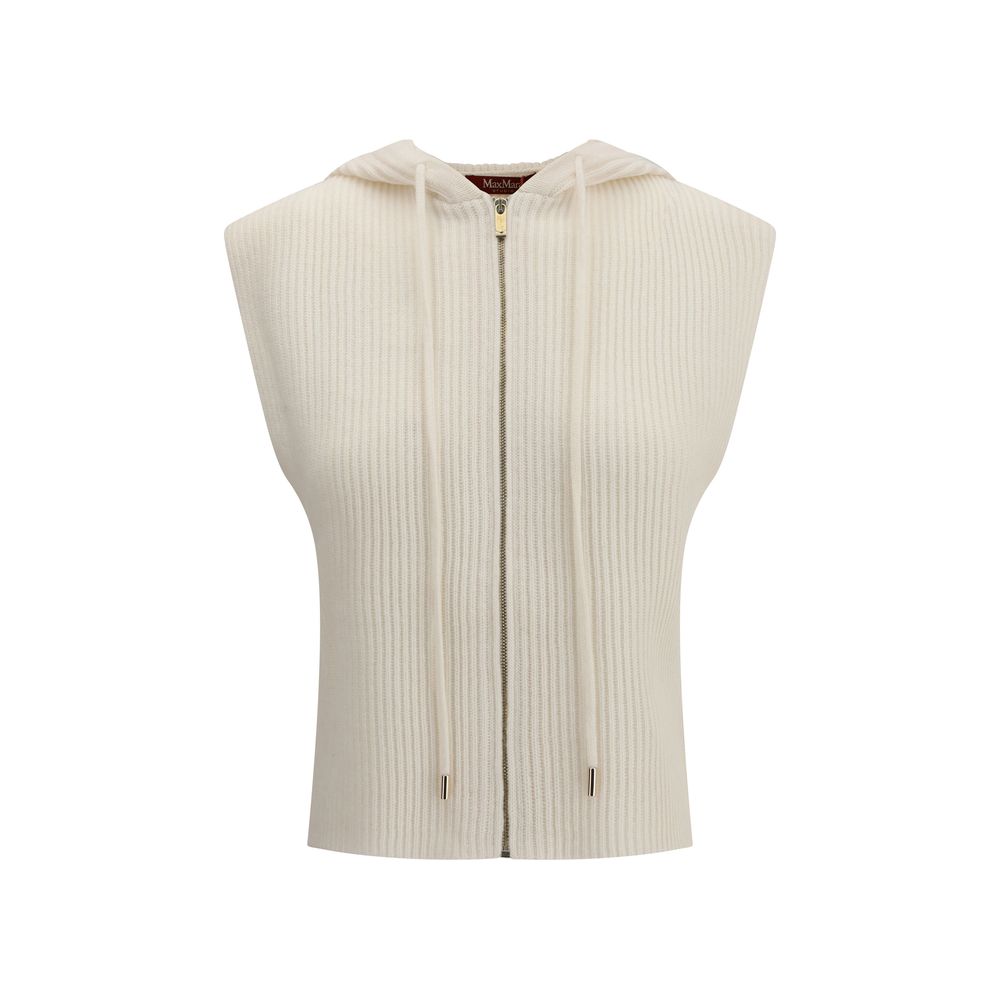 White Wool Sleeveles Sweater