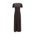 Brown Fleece Wool Long Dress
