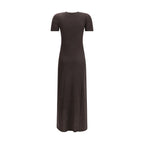 Brown Fleece Wool Long Dress