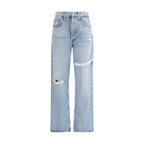 Light Blue Cotton Straight-Leg Jeans