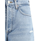 Light Blue Cotton Straight-Leg Jeans